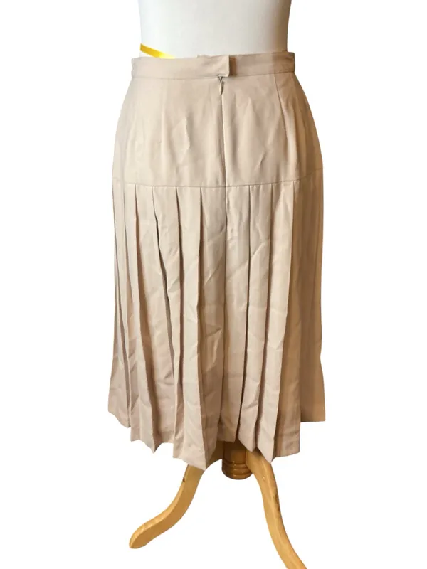 Women’s beige pleated midi skirt size 10 - Image 2
