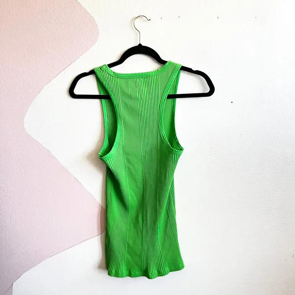 Aerie Green Ribbed Tank Top Casual Minimalist Soft Girl Athleisure Large‎ - Image 2