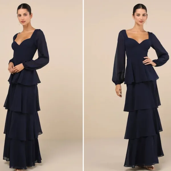 LULU's Elegant Sexy Sophisticated Long Sleeve Romantic Flowy Bridesmaid Maxi - Image 3
