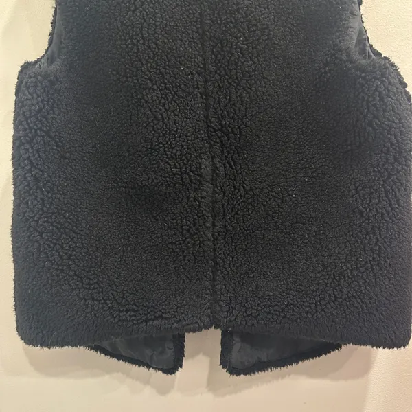 Madewell Black Faux Shearling Sherpa Vest Small Apres Ski Boho Cozycore Hygge‎ - Image 7