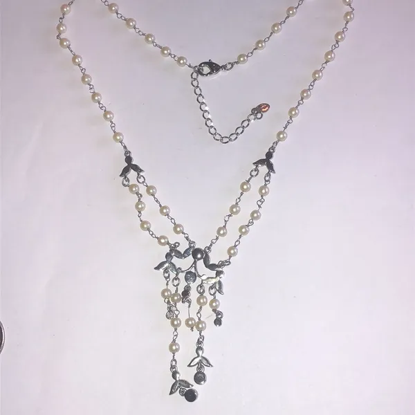 Monet Elegant Faux Pearl and Silver Tone Dainty Beaded Necklace - Image 9