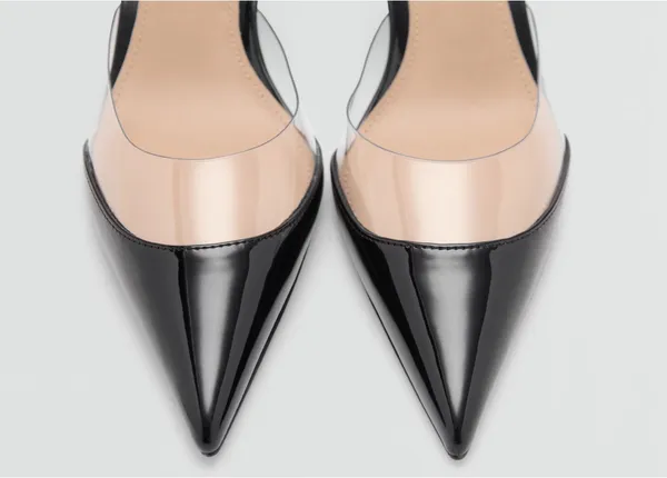 New Mango Black Pointed Slingback Pump with Clear Panel Accent Sz 8,5 - Image 3