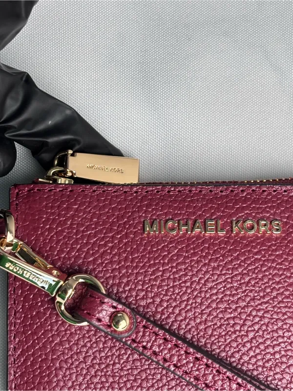Michael Kors Mercer Leather Coin Purse Wristlet Wallet Brandy Burgundy - Image 3