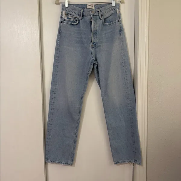 AGOLDE High-Rise Light Blue Straight Leg Jeans - Image 6