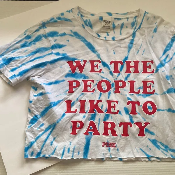 Pink Victoria’s Secret We The People Like To Party reworked tie dye t-shirt, S - Image 2