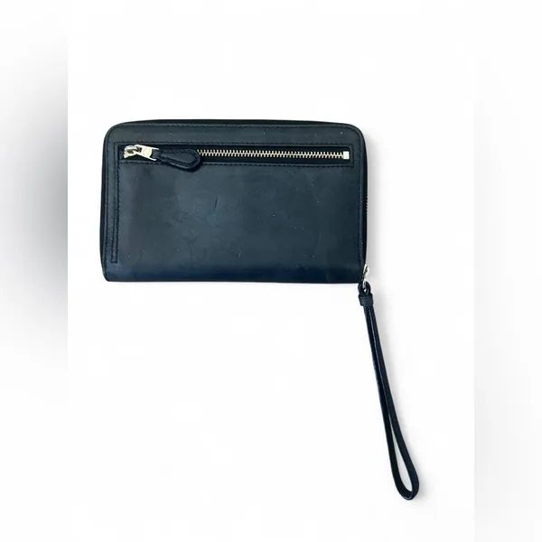 Coach Leather Zip Wristlet Wallet – Black – New York Logo - Image 2