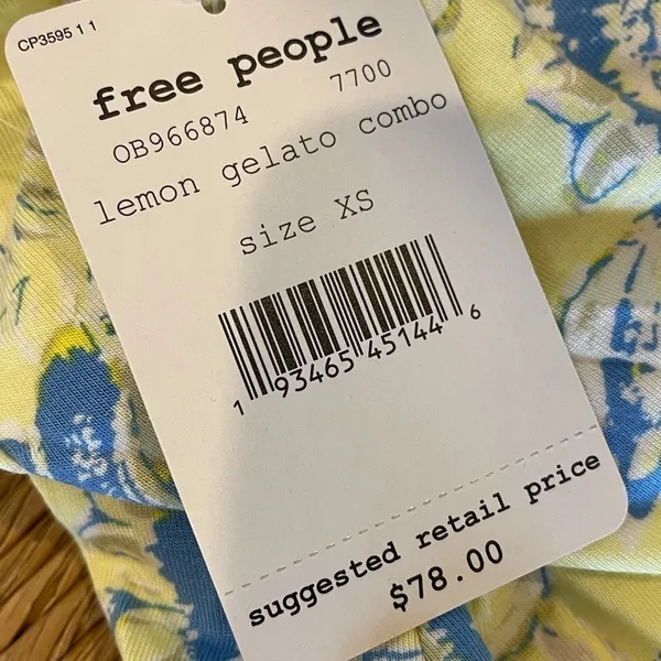 Free People Yellow Baja Babe Printed Cold‎ Shoulder Short Sleeve Top Size XS - Image 14