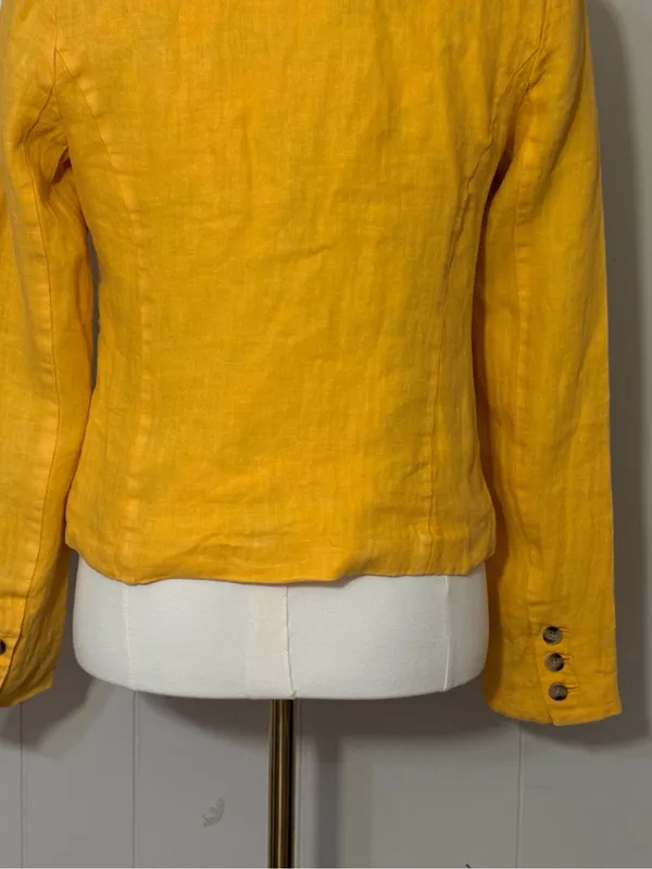 Sundance Pippa Cropped 100% Linen Blazer Sunset Yellow Size XS - Image 9