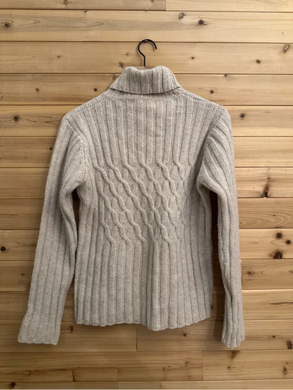 Fisherman Women’s Med Wool Cashmere Turtleneck Cable Knit Sweater Ireland FLAW - Image 6