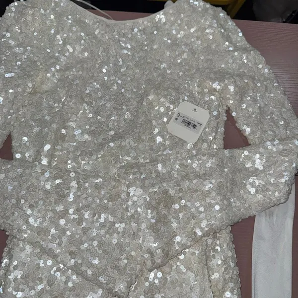 Altar'd State Delaney Sequin Mini Dress XS Ivory - Image 4