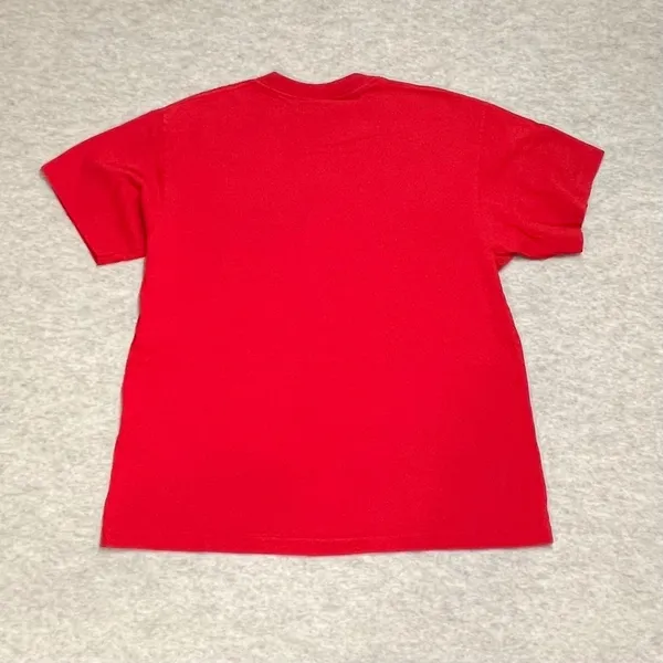 Vintage Lee Total Cotton T-Shirt Red Made in‎ USA Single Stitch Crewneck Medium - Image 4