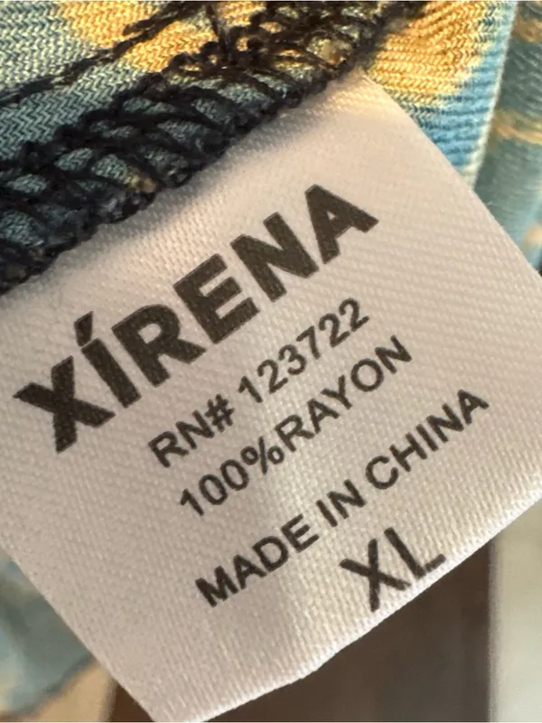 Xirena Charly Midi Dress Floral Long Sleeve Brown & Navy Blue | XL - Image 9