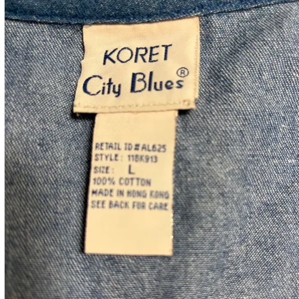 Koret City Blues‎ Vintage Woven Denim Vest Plaid Gingham Lattice Button Front L - Image 5