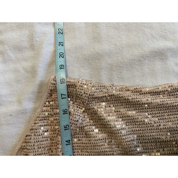 SHEIN Champagne Sequin Halter Sheer Chest Size 12 Back Zip Lined Party - Image 5