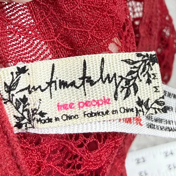 Intimately Free People Womens Lace Bandeau Bra Dark Red Strapless‎ M OB401918 - Image 2