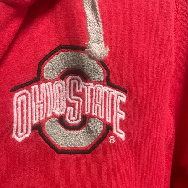 Nike Womens Ohio State Quarter Zip Hoodie Pullover Stretch Size Large Red Gray - Image 2