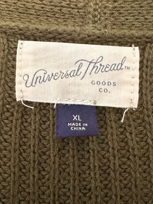 Universal Threads Olive Green Textured Knit Open-Front Cardigan XL - Image 2