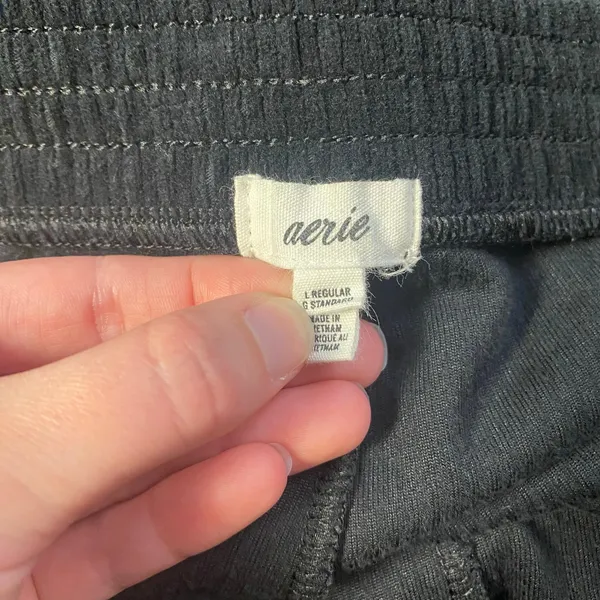 Aerie Ribbed Kick Flare Pants Womens‎ Size L Black Lounge - Image 2