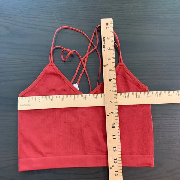 Bench Body Womens Seamless Ribbed Multi-Strap Crisscross Crop Top Rust Red Small - Image 5