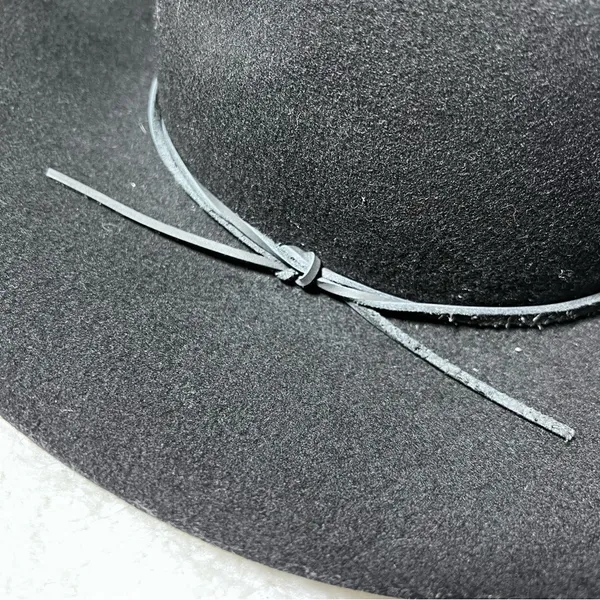 Phenix Black 100% Wool Leather Band Wide Brim Hat - Image 4