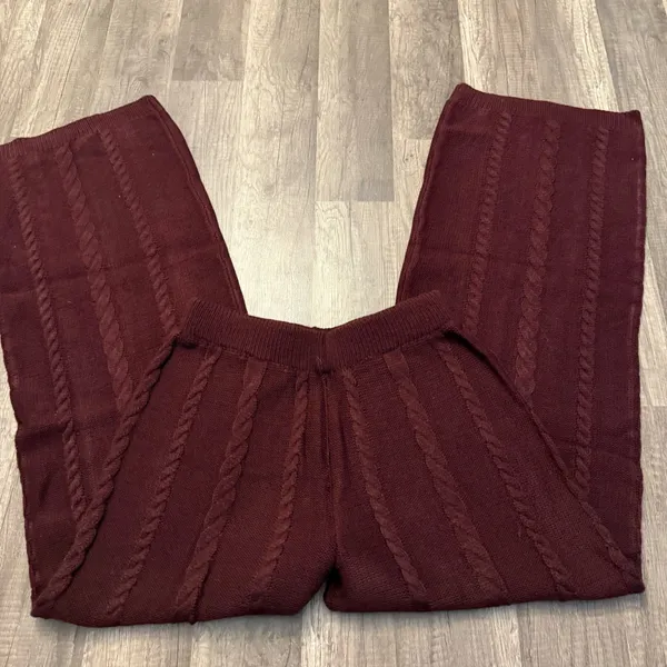SHEIN Burgundy Cable Knit Sweater Lounge Set - Image 4