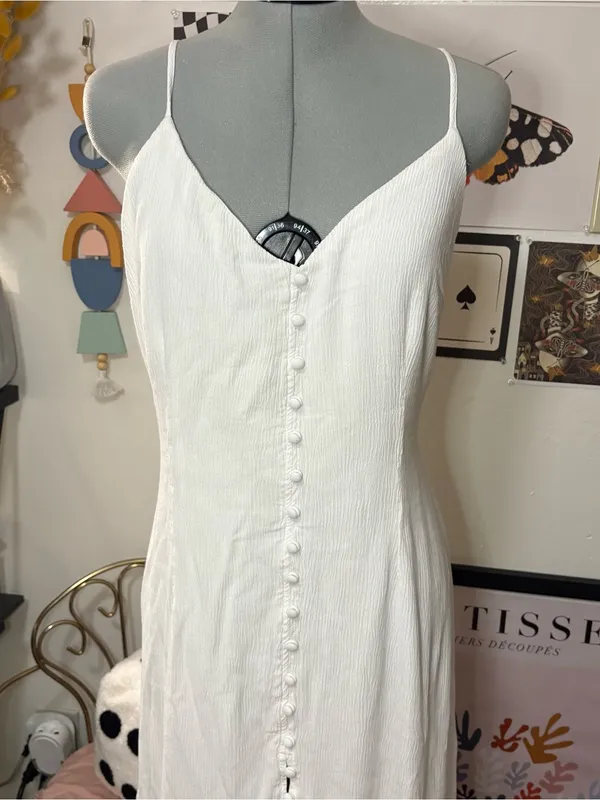Abercrombie & Fitch White Open Back Button Front Maxi Dress - Image 2