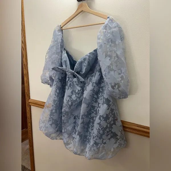 NWT Lulus Adorable Dreams Light Blue Off-the-Shoulder Mini Dress Size XL - Image 4
