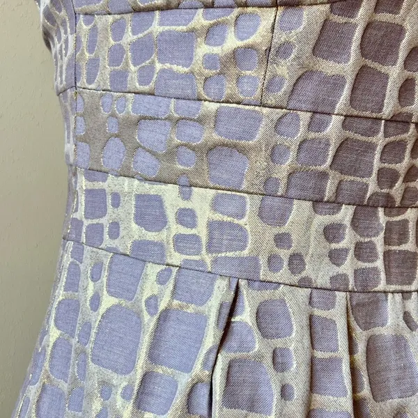American Eagle Lavender Gold Metallic Jacquard Strapless Mini Dress Size 4 Party - Image 2