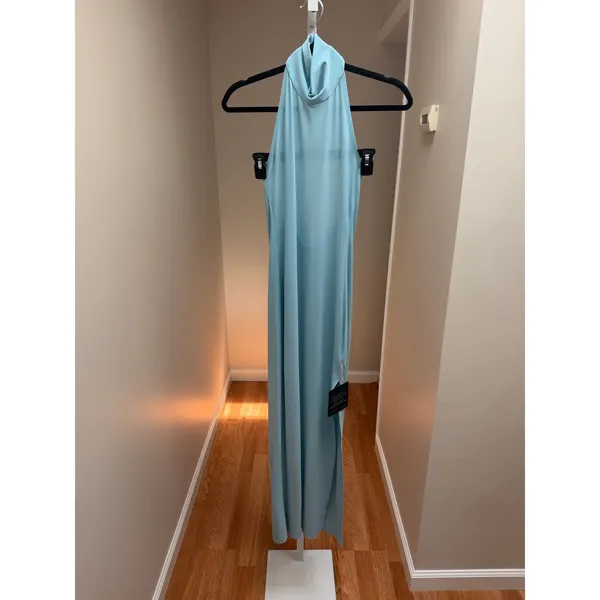 Norma Kamali Halter Turtle Neck Side Slit Gown XS - Image 5