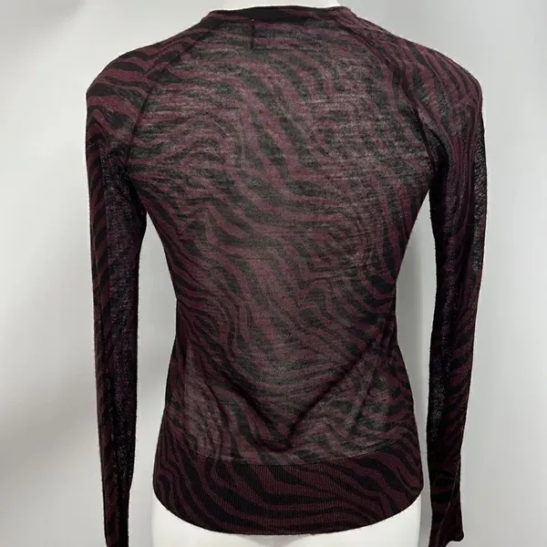 Ann Taylor Loft maroon black XS animal print cardigan - Image 6