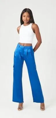 Forever 21 Deep Blue Satin Sleek Pants - Image 2