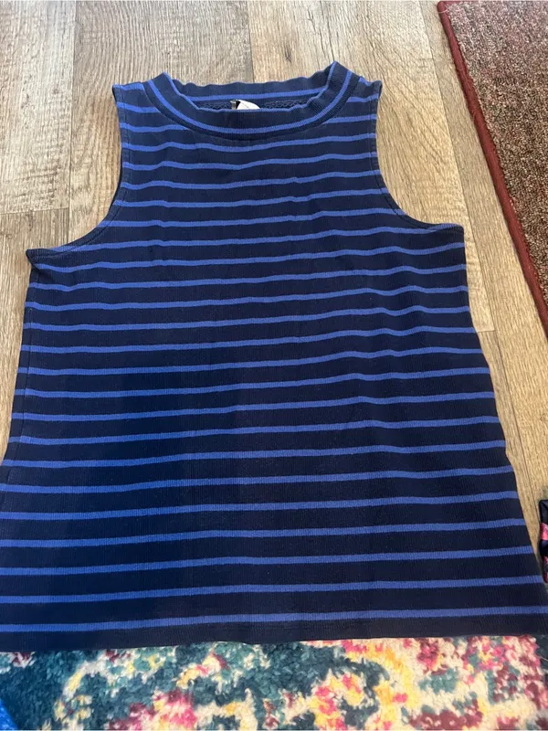 Anthropologie postmark navy striped top L - Image 4