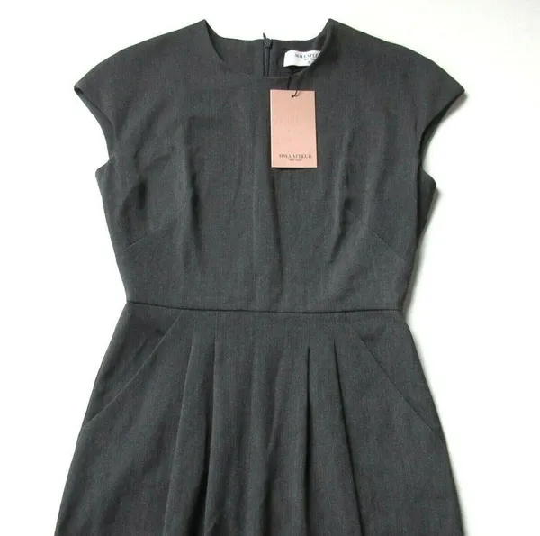 NWT MM. Lafleur Masha 3.0 in Charcoal Gray Light Twill Pleated Sheath Dress 0P - Image 4
