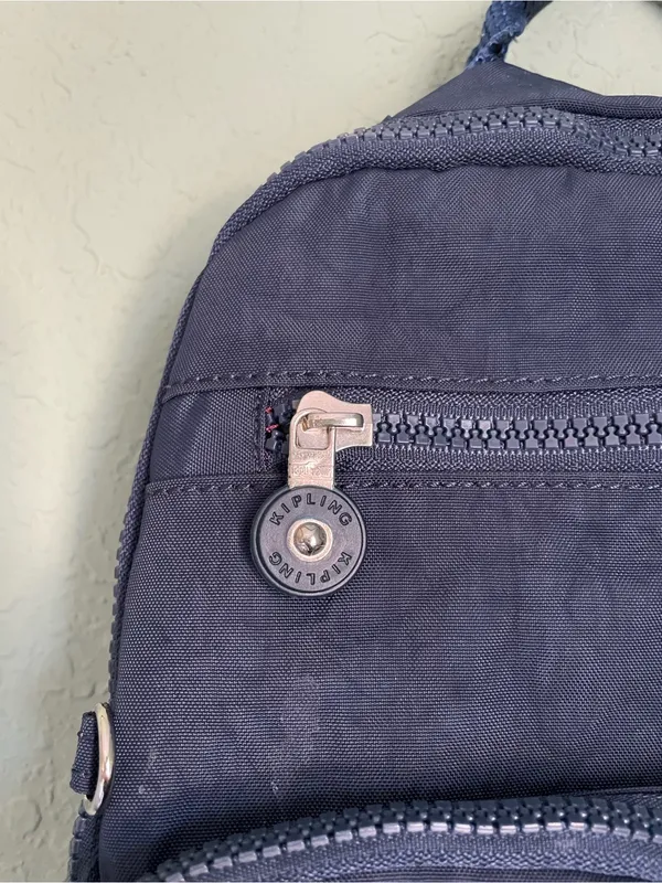 Kipling Tablet City Backpack Blue Elastic Side Pockets - Image 9