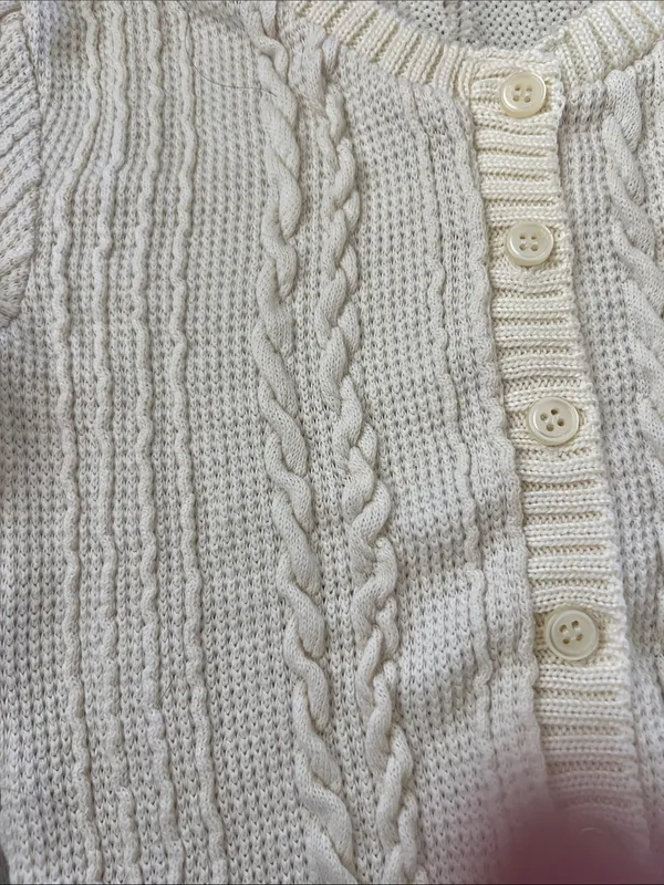 Women’s Cream Cable Knit Button-Front Top Size S - Image 6