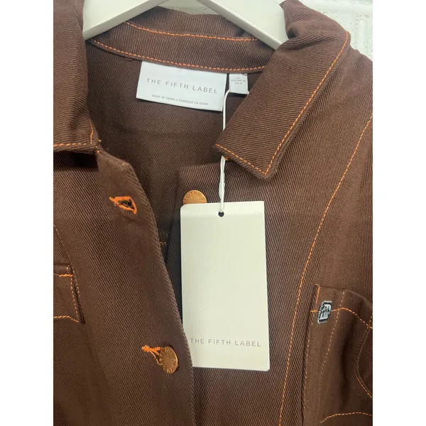 nwt Fifth Label Sz M Sz 6 Brown Cathedral Belted Button Front Shacket Mini Dress - Image 3