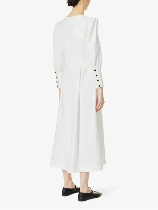 NWT Reformation Halia in White Button-Front Cotton Midi Shirt Dress 12 - Image 9