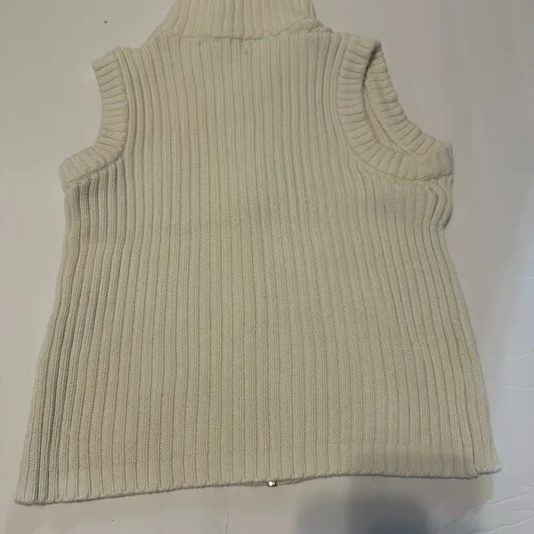 GAP White Cream Sleeveless Sweater Vest Cable Knit Fall ‘99 Vintage 100 cotton - Image 3
