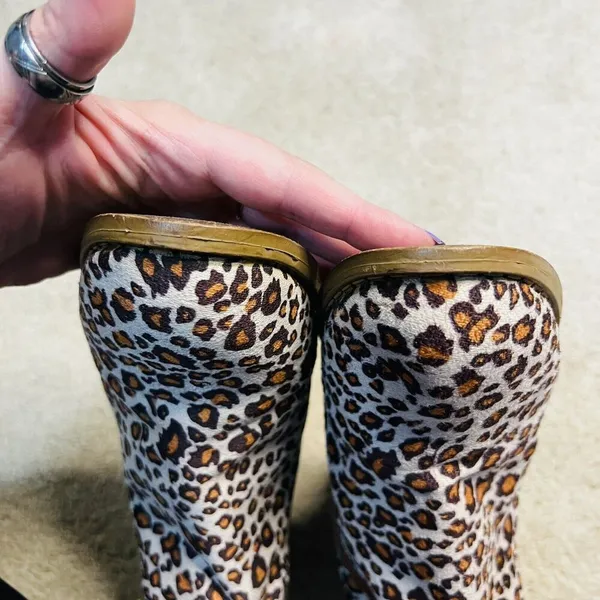 Women's Leopard Chunky Heels Ankle Boots Booties Round Toe Retro Party Shoe 7.5 - Image 10