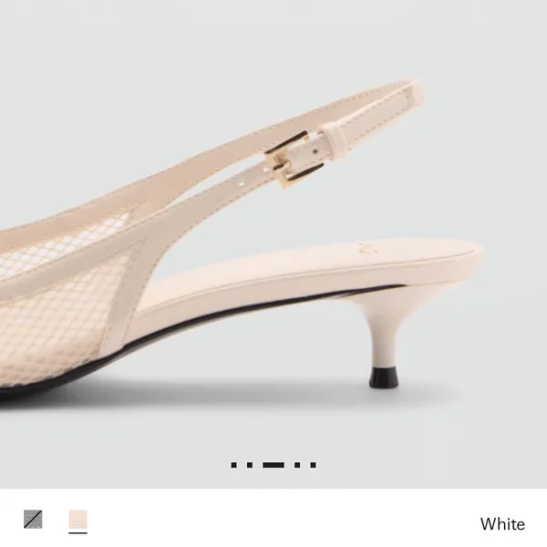 Mango NWT HEELED MESH SHOES WHITE FALL FORMAL PARTY $77 - Image 2
