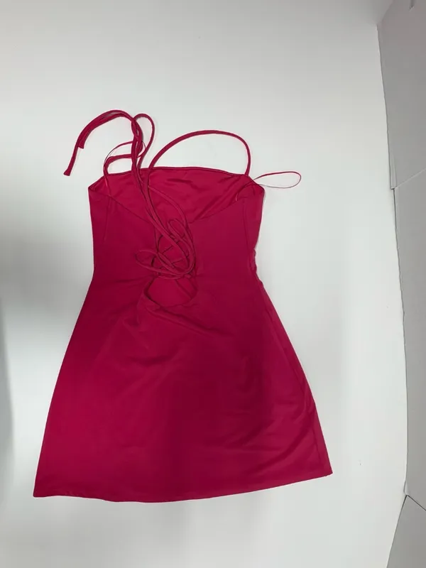 Garage Red Sleeveless Back Lace-Up Dress = Size‎ S. - Image 11