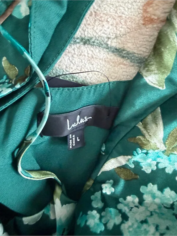 Lulu's Wondrous Allure Green Floral Satin Backless Maxi Dress - Image 6