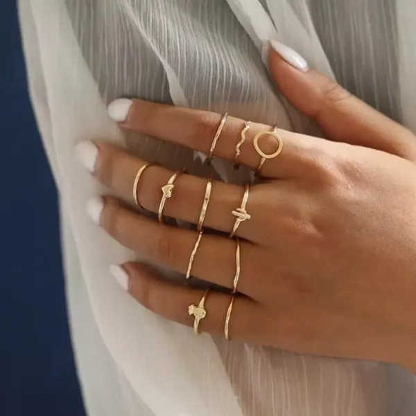3/$30 💛 Dainty Ring Set Gold - Image 3