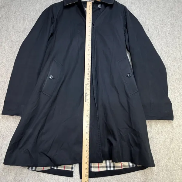 Burberry London Car Coat Women 6R Black Nova Chk Luxury Old Money Dark Academia - Image 14