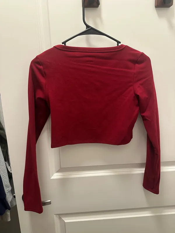Red Cropped Long Sleeve - Image 2
