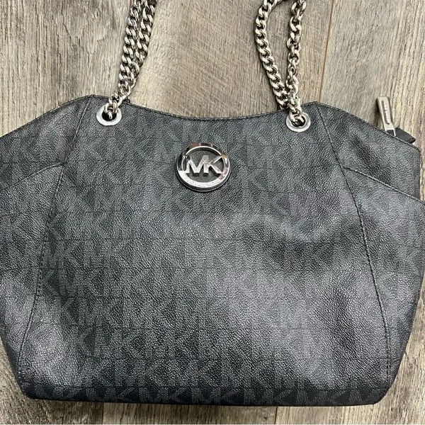 MICHAEL KORS Chain Signature Leather Jet Set Travel Shoulder Tote Bag Monogram - Image 3