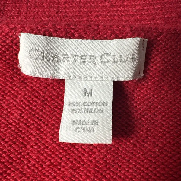 Charter Club Women’s Sweater Medium Red Knit Toggle Neck Pullover - Image 11