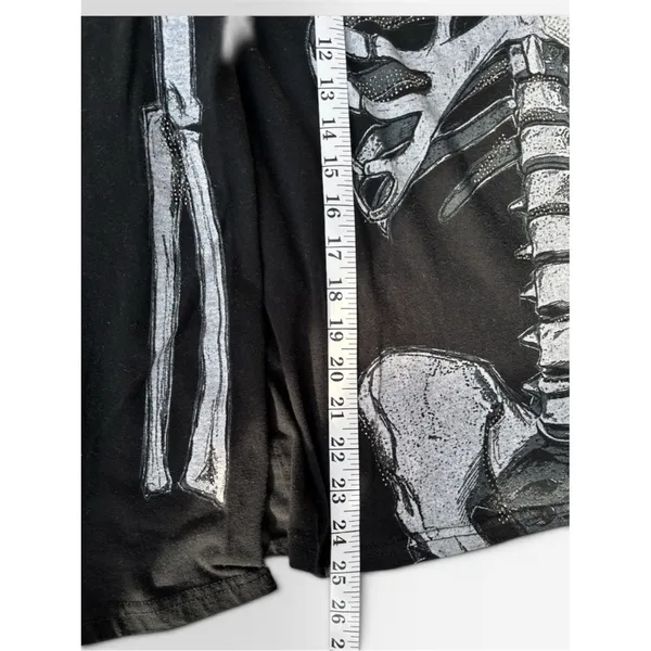 Spirit Rhinestone Skeleton Black Long Sleeve Top with White Front & Back Print - Image 3
