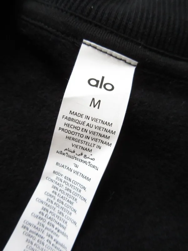NWT Alo Unisex Accolade Crew Neck Pullover in Black Relaxed Fleece Sweatshirt M - Image 6