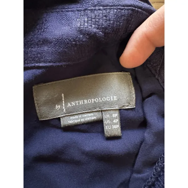 Anthropologie Women Linen Blend Dress Blue Ish Purple Size 4P Tie Up Front‎ City - Image 3